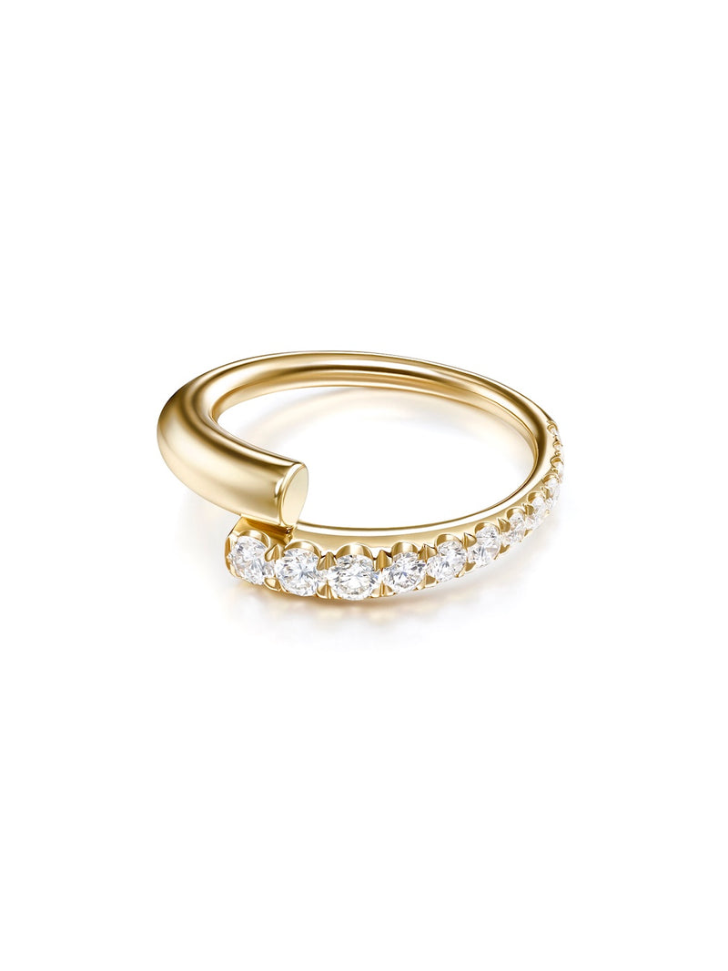 Lola Ring in 18k Yellow Gold with Partial Diamond Setting — Melissa Kaye