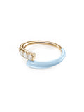 Lola Ring in Pastel Blue Enamel and 18k Yellow Gold with White Diamonds — Melissa Kaye