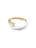 Lola Ring in White Enamel and 18k Yellow Gold with White Diamonds — Melissa Kaye