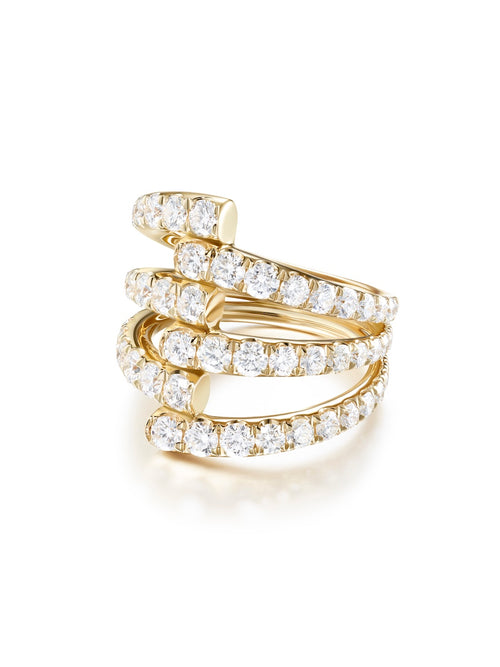 Lola Triple Ring in 18k Yellow Gold with White Diamonds — Melissa Kaye