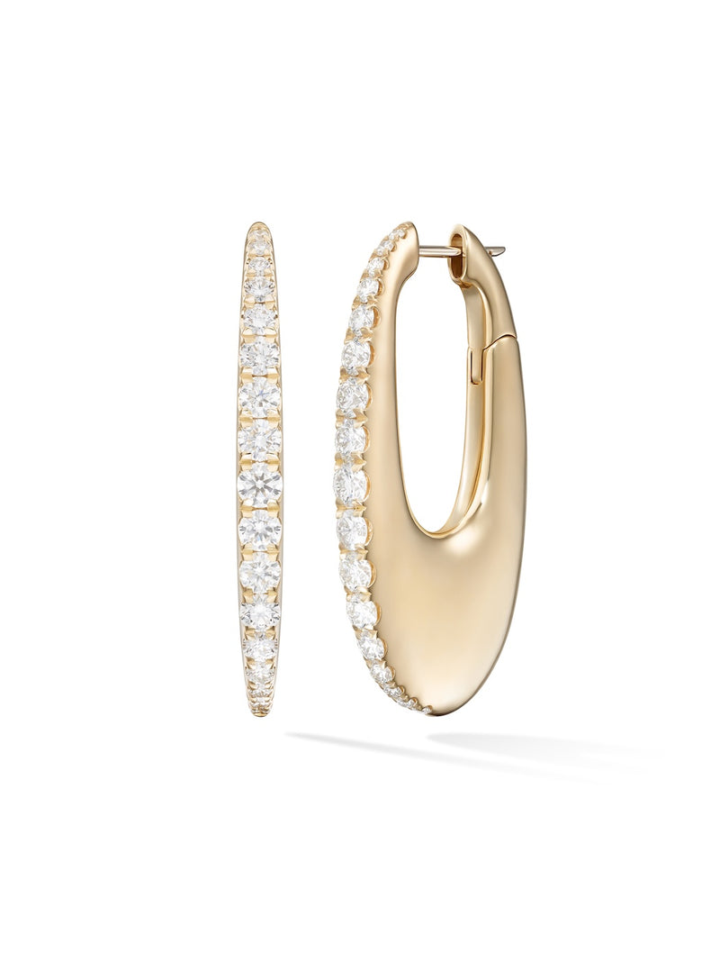 Lulu Hoop Large in 18k Yellow Gold with White Diamonds — Melissa Kaye