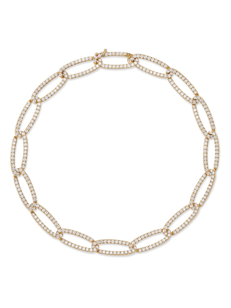 Lulu Necklace Large in 18k Yellow Gold with White Diamonds — Melissa Kaye