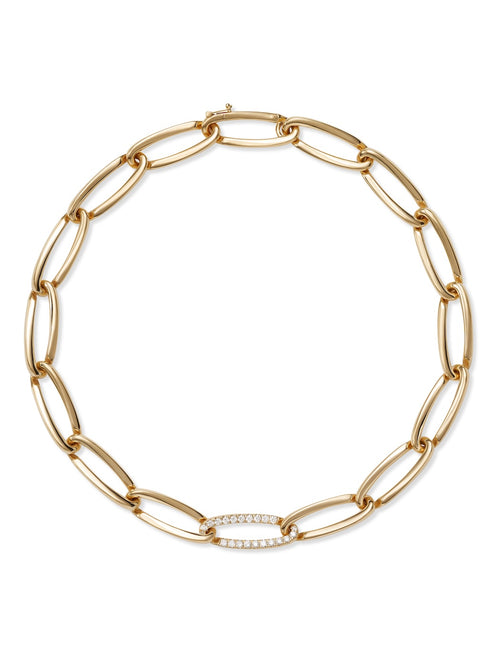 Lulu Necklace Large in 18k Yellow Gold with Partial White Diamonds — Melissa Kaye