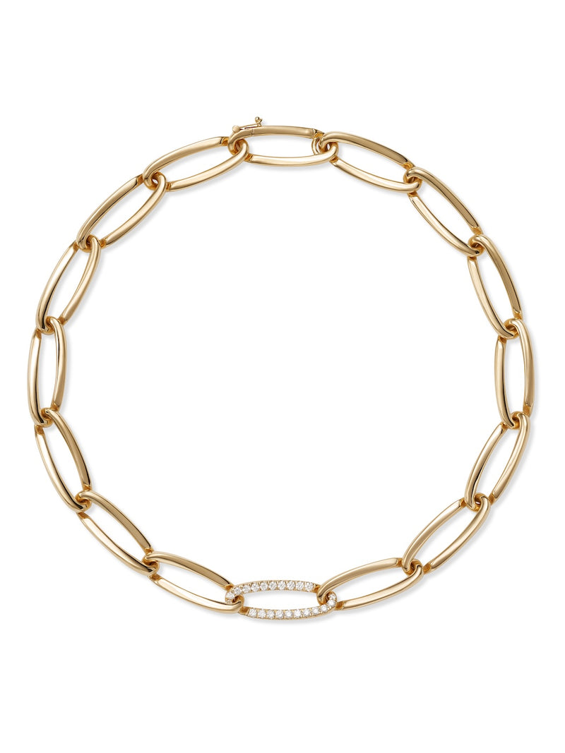 Lulu Necklace Large in 18k Yellow Gold with Partial White Diamonds — Melissa Kaye