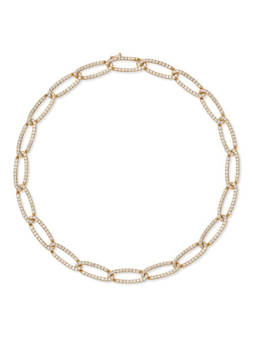 Lulu Necklace Medium in 18k Yellow Gold with White Diamonds — Melissa Kaye