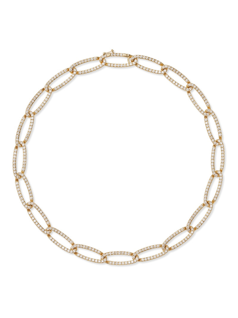Lulu Necklace Medium in 18k Yellow Gold with White Diamonds — Melissa Kaye
