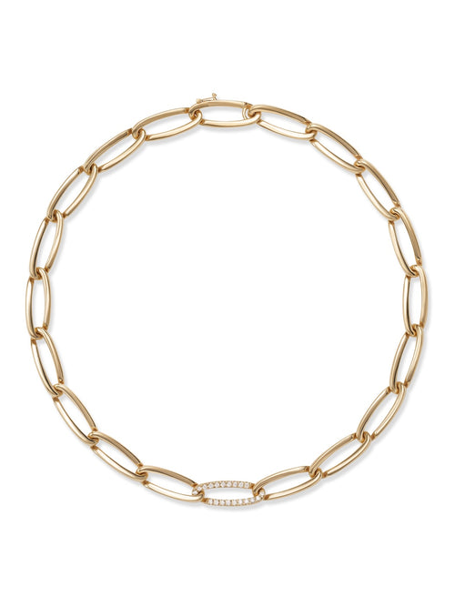 Lulu Necklace Medium in 18k Yellow Gold with Partial White Diamonds — Melissa Kaye