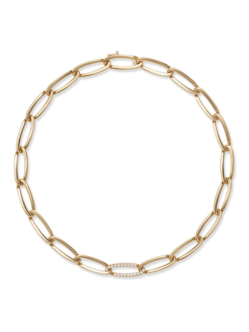 Lulu Necklace Medium in 18k Yellow Gold with Partial White Diamonds — Melissa Kaye