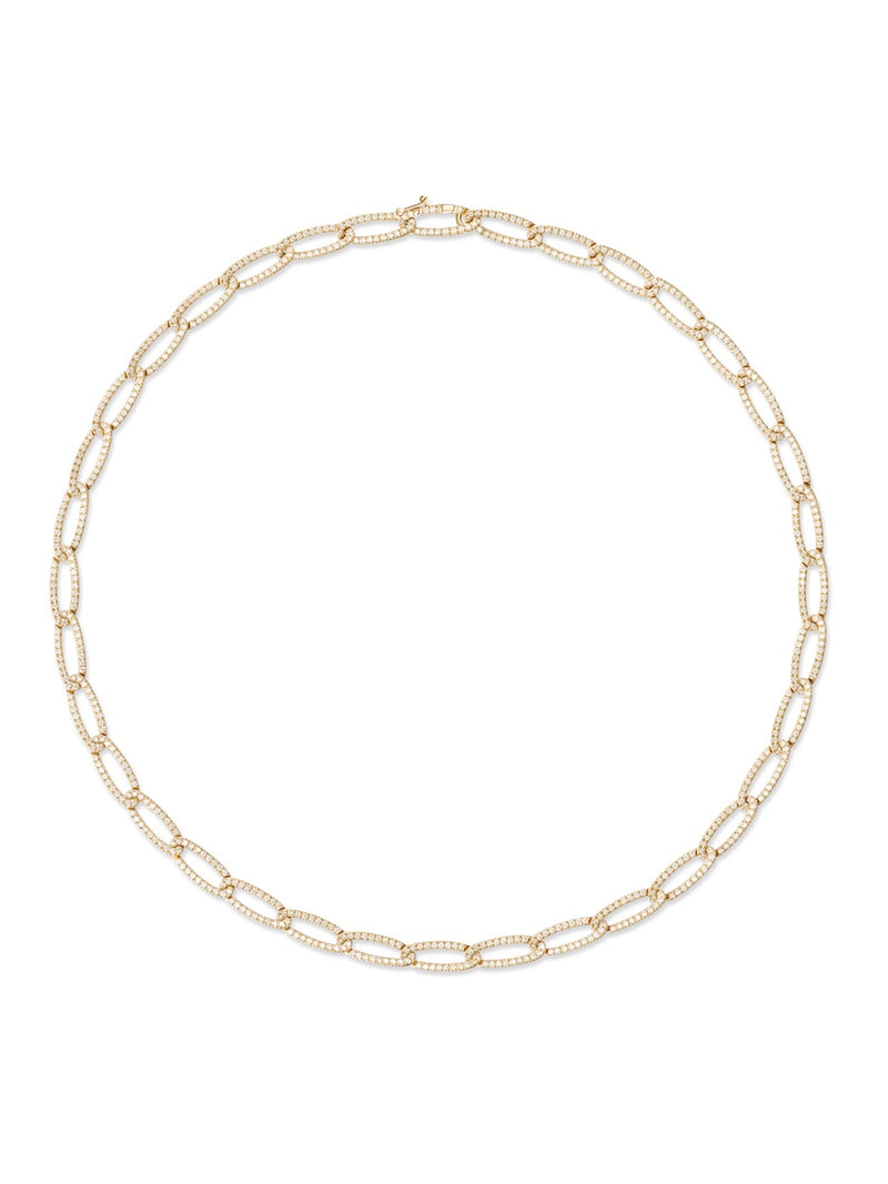 Lulu Necklace Small in 18k Yellow Gold with White Diamonds — Melissa Kaye
