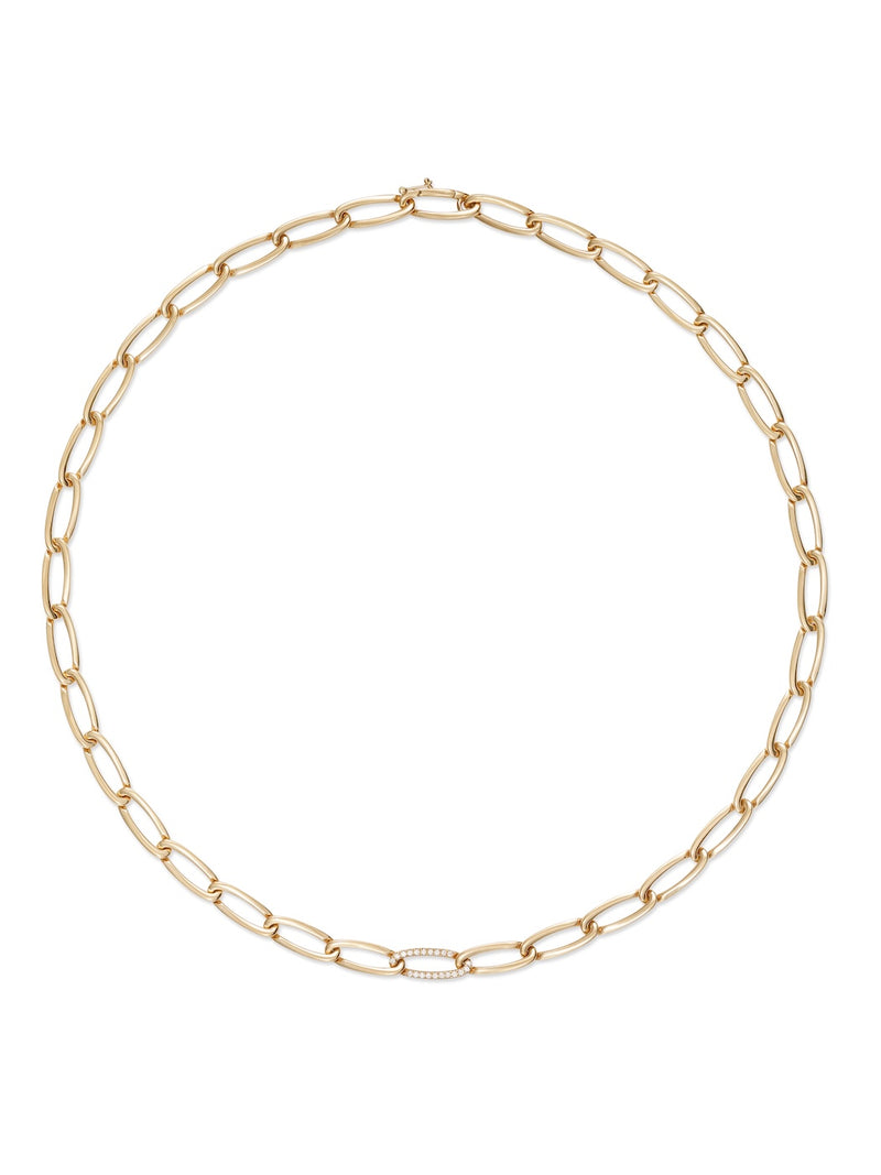 Lulu Necklace Small in 18k Yellow Gold with Partial White Diamonds — Melissa Kaye
