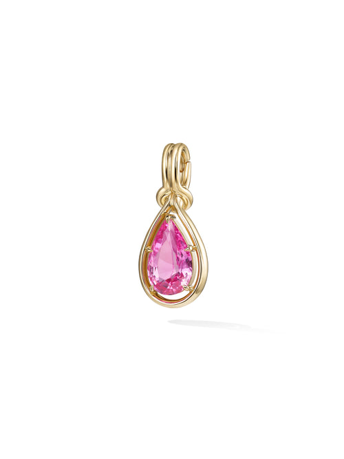 Rocky OOAK Charm in 18k Yellow Gold with Pear Shaped Pink Sapphire — Melissa Kaye