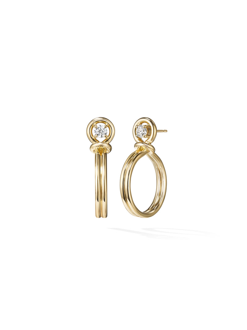 Rocky Hoop Medium in 18k Yellow Gold with White Diamonds — Melissa Kaye