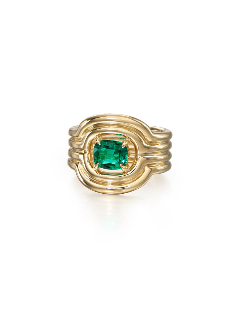 One of a Kind Rocky Rae Ring in 18k Yellow Gold with Emerald — Melissa Kaye