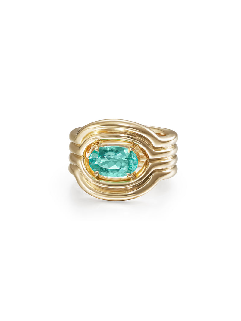 One of a Kind Rocky Ring in 18k Yellow Gold with Paraiba Stone — Melissa Kaye