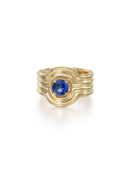 Rocky Rae Pinky Ring in 18k Yellow Gold with Blue Sapphire — Melissa Kaye