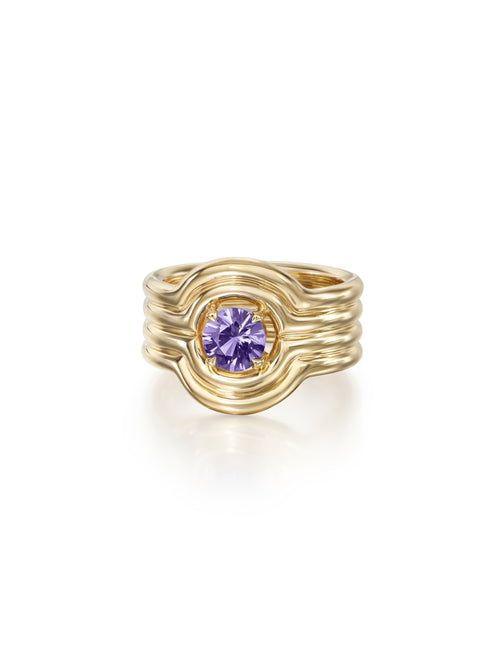Rocky Rae Pinky Ring Small in 18k Yellow Gold with Purple Sapphire — Melissa Kaye