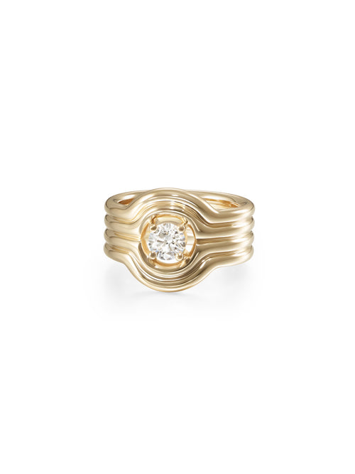 Rocky Rae Pinky Ring in 18k Yellow Gold with White Diamonds — Melissa Kaye