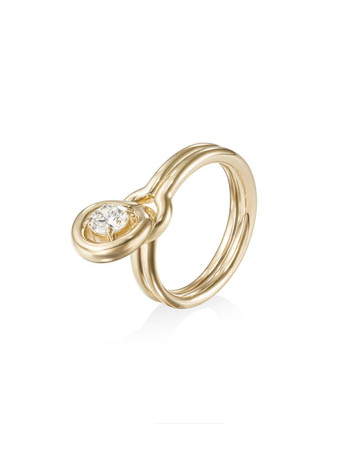 Rocky Ring Medium in 18k Yellow Gold with White Diamonds — Melissa Kaye