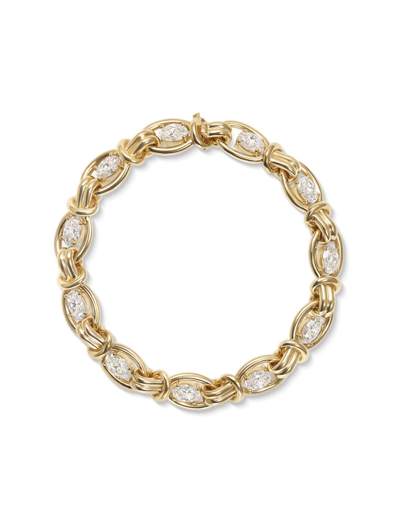 Rocky Bracelet in 18k Yellow Gold with Oval Cut White Diamonds — Melissa Kaye