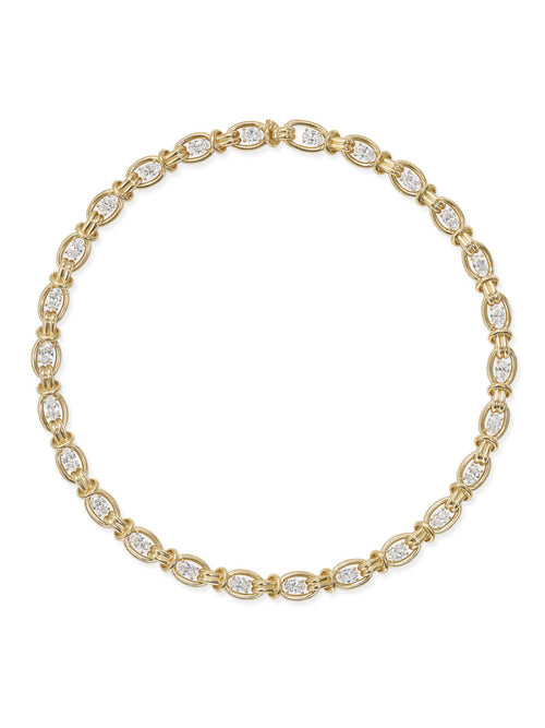 Rocky Necklace in 18k Yellow Gold with Oval Cut White Diamonds — Melissa Kaye