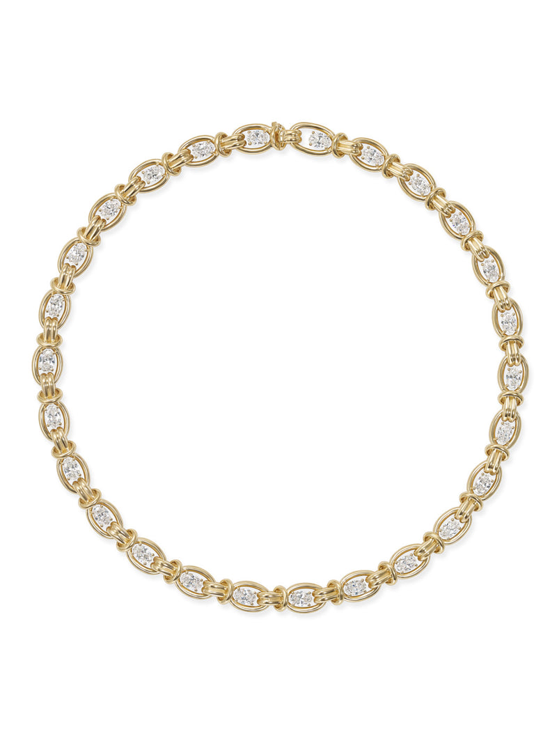 Rocky Necklace in 18k Yellow Gold with Oval Cut White Diamonds — Melissa Kaye