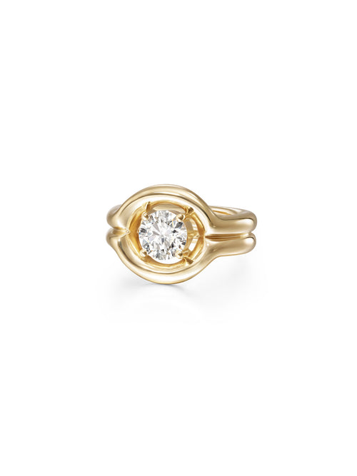 Rocky Pinky Ring Large in 18k Yellow Gold with White Diamonds — Melissa Kaye