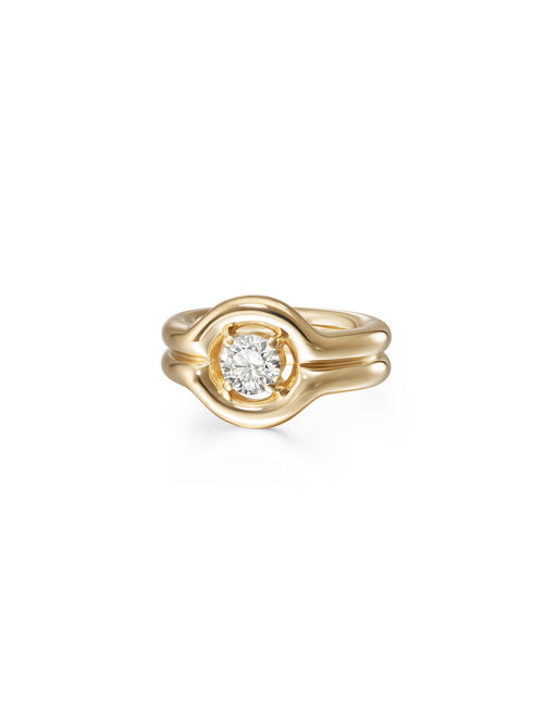 Rocky Pinky Ring Medium in 18k Yellow Gold with White Diamonds — Melissa Kaye