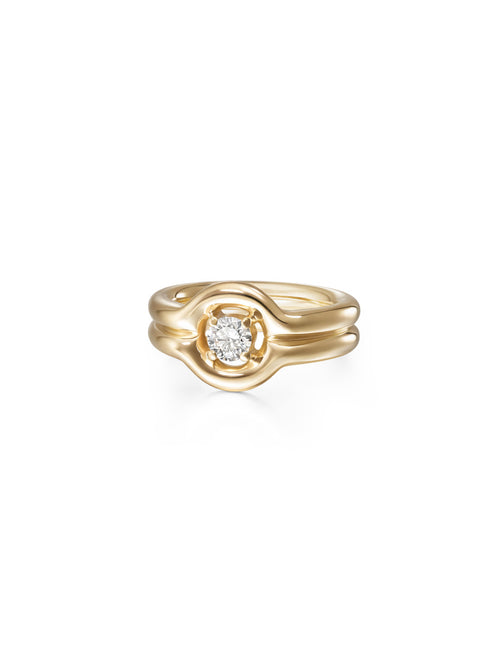 Rocky Pinky Ring Small in 18k Yellow Gold with White Diamonds — Melissa Kaye