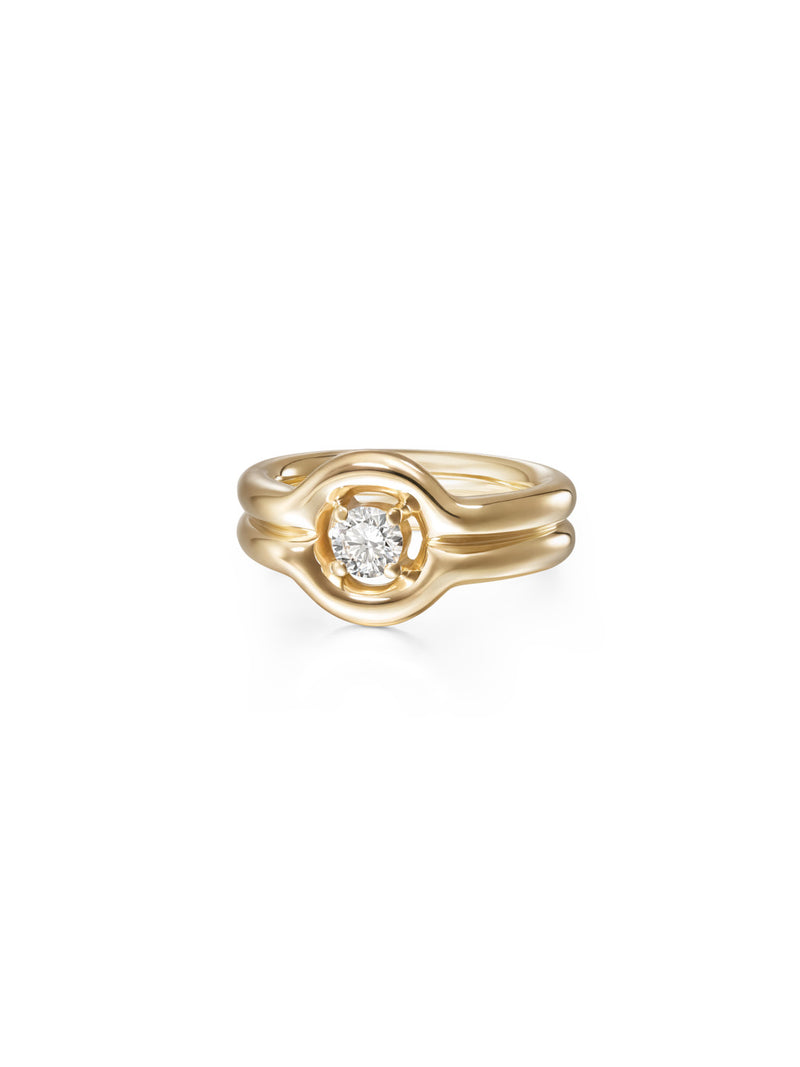 Rocky Pinky Ring Small in 18k Yellow Gold with White Diamonds — Melissa Kaye