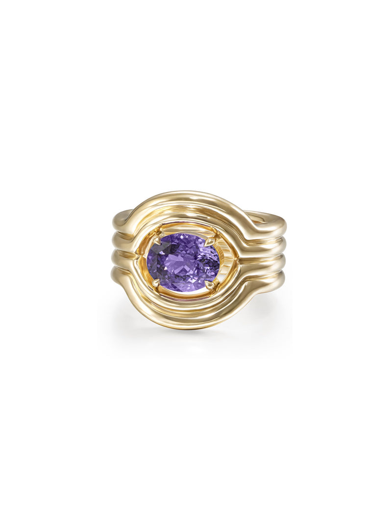 One of a Kind Rocky Ring in 18k Yellow Gold with Purple Sapphire — Melissa Kaye