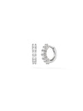Sadie Huggie Hoop (2mm) in 18k White Gold with White Diamonds — Melissa Kaye