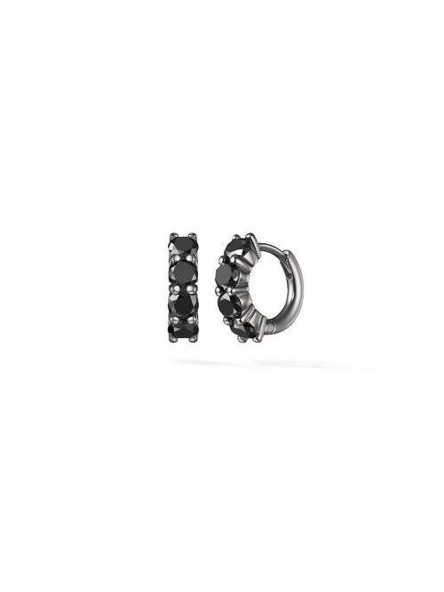 Sadie Huggie Hoop (3mm) in 18k Blackened Gold with Black Diamonds — Melissa Kaye