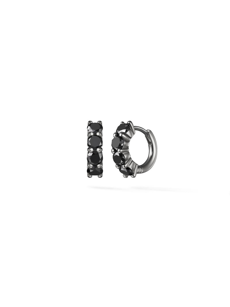 Sadie Huggie Hoop (3mm) in 18k Blackened Gold with Black Diamonds — Melissa Kaye