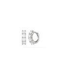 Sadie Huggie Hoop (3mm) in 18k White Gold with White Diamonds — Melissa Kaye
