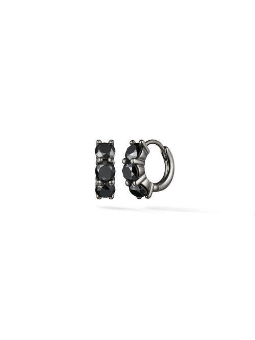 Sadie Huggie Hoop (4mm) in 18k Blackened Gold with Black Diamonds — Melissa Kaye