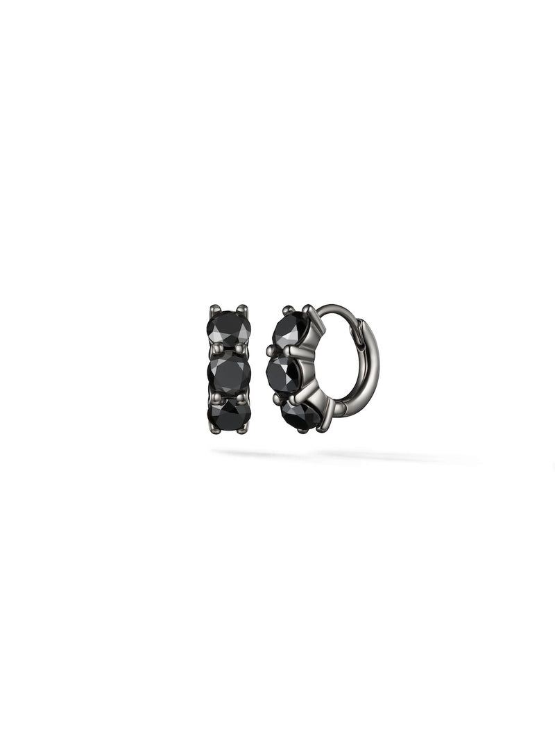 Sadie Huggie Hoop (4mm) in 18k Blackened Gold with Black Diamonds — Melissa Kaye