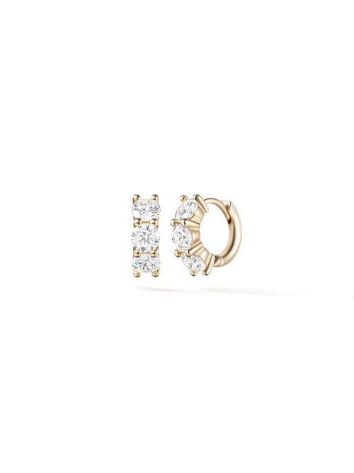 Sadie Huggie Hoop (4mm) in 18k Yellow Gold with White Diamonds — Melissa Kaye