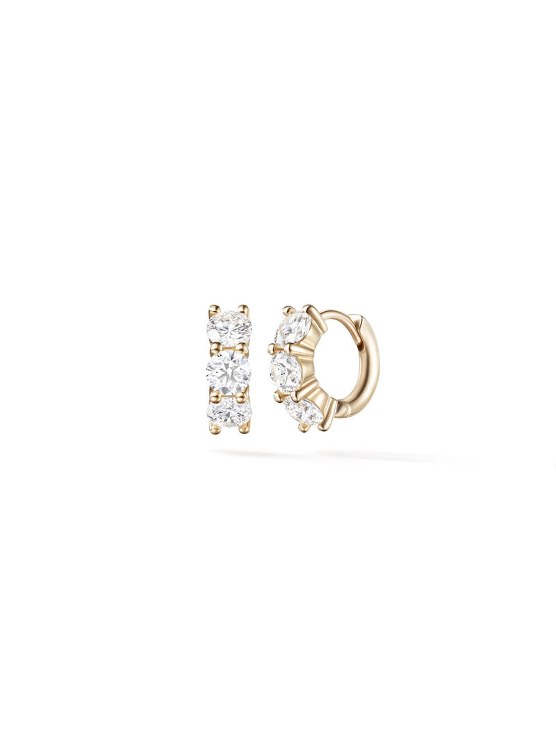 Sadie Huggie Hoop (4mm) in 18k Yellow Gold with White Diamonds — Melissa Kaye