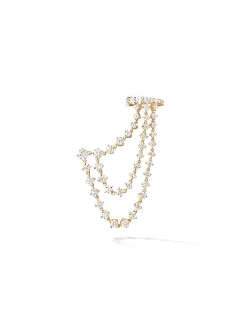 Sadie Triple Draped Earring in 18k Yellow Gold with White Diamonds — Melissa Kaye
