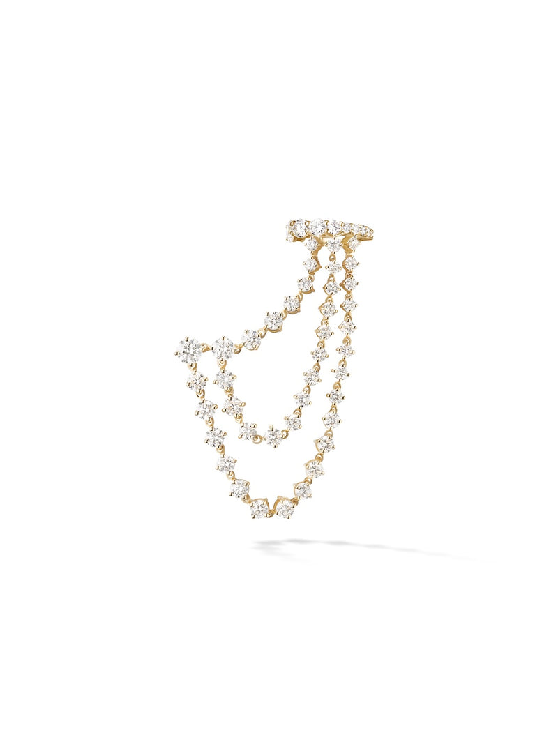 Sadie Triple Draped Earring in 18k Yellow Gold with White Diamonds — Melissa Kaye