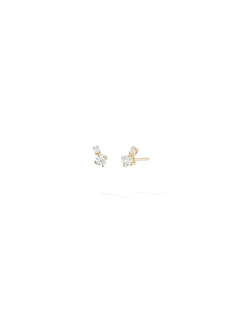 Stella Double Stud in 18k Yellow Gold with White Diamonds — Melissa Kaye