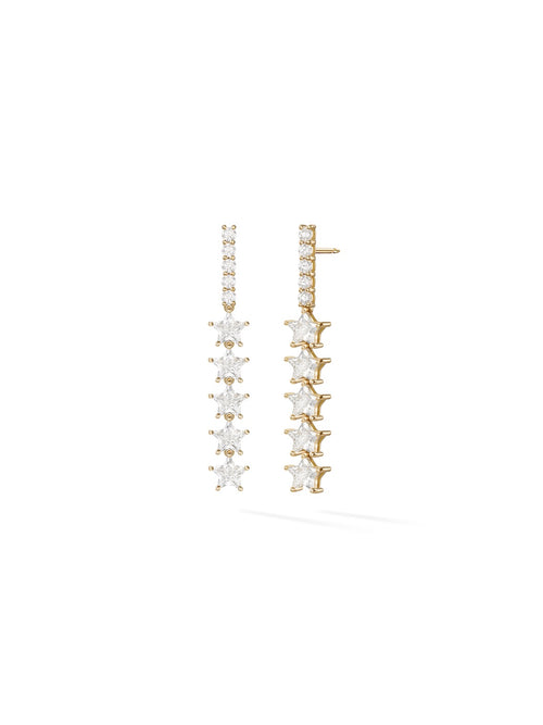 Stella Earring Large in 18k Yellow Gold with White Diamonds and Star Shaped Diamonds— Melissa Kaye