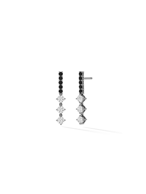 Stella Earring Medium in 18k Blackened Gold with White and Black Diamonds — Melissa Kaye