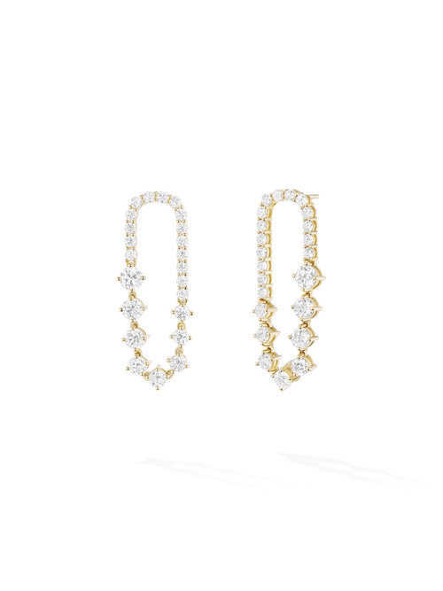 Stella Ellipse Earring Small in 18k Yellow Gold with White Diamonds — Melissa Kaye