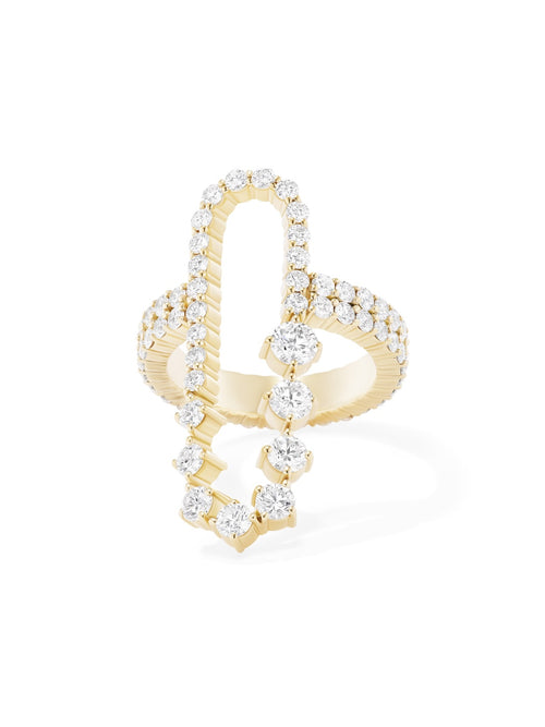Stella Ellipse Ring in 18k Yellow Gold with White Diamonds — Melissa Kaye