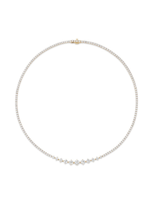 Stella Graduated Tennis Necklace in 18k Yellow Gold with White Diamonds — Melissa Kaye