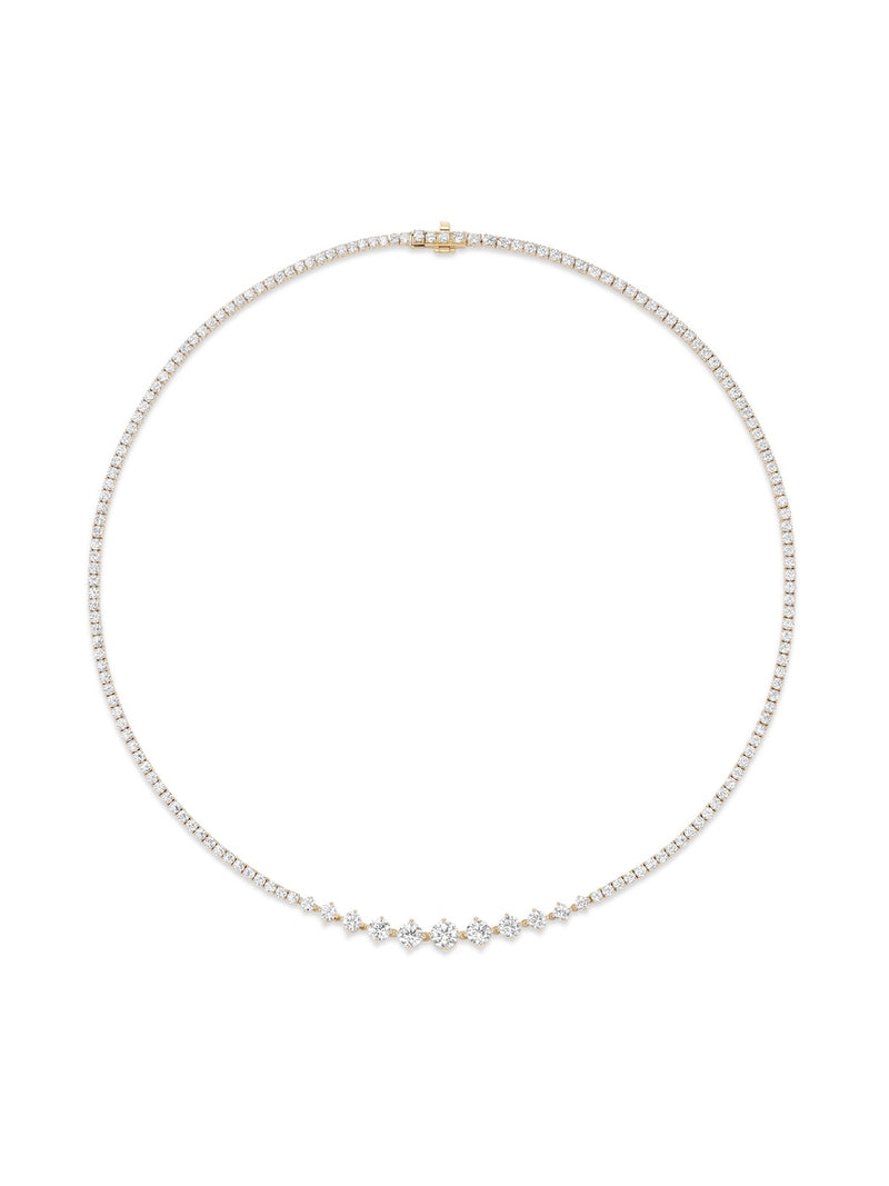 Stella Graduated Tennis Necklace in 18k Yellow Gold with White Diamonds — Melissa Kaye