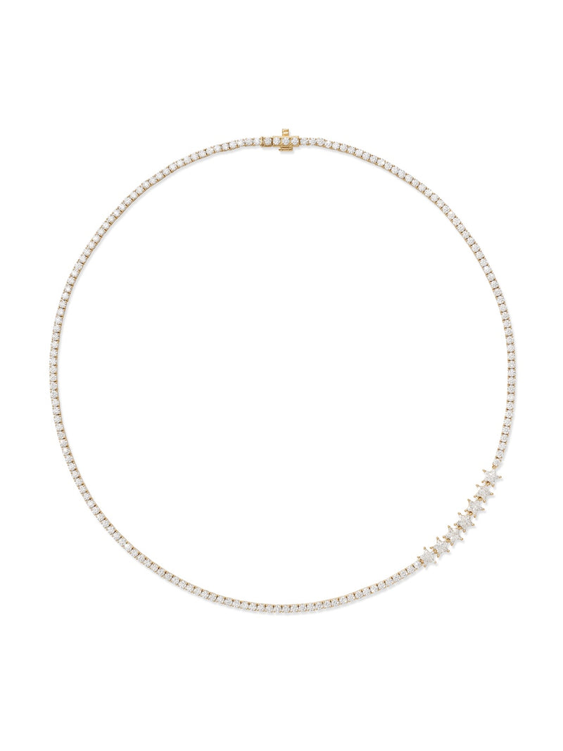 Stella Tennis Necklace in 18k Yellow Gold with Star Cut White Diamonds — Melissa Kaye