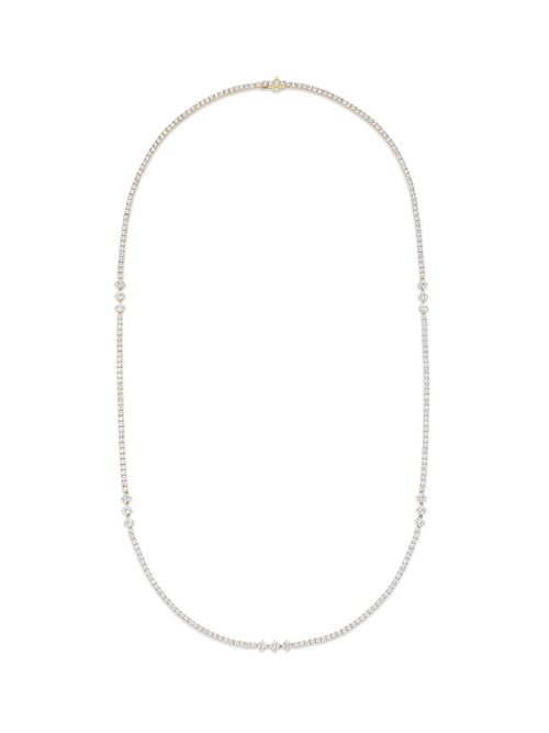 Stella Triplet Station Necklace in 18k Yellow Gold with White Diamonds — Melissa Kaye