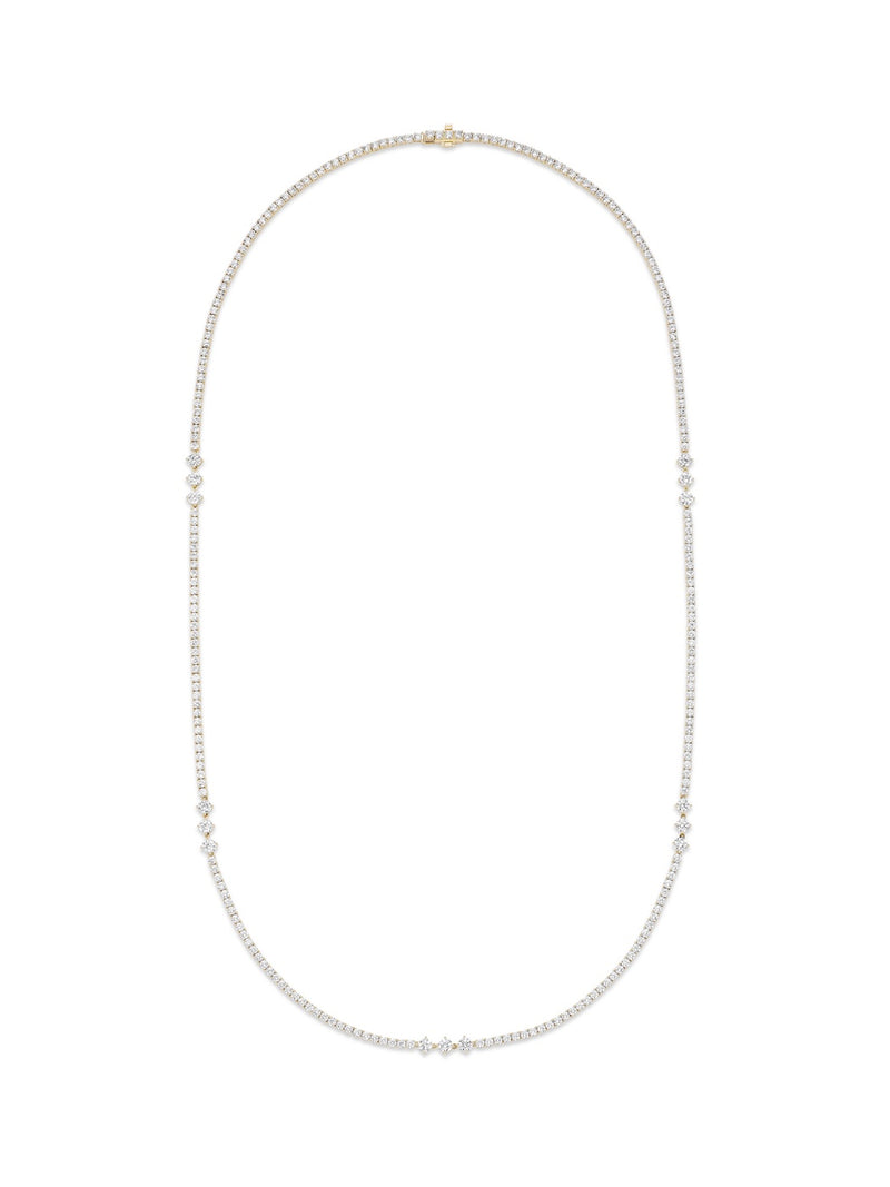 Stella Triplet Station Necklace in 18k Yellow Gold with White Diamonds — Melissa Kaye